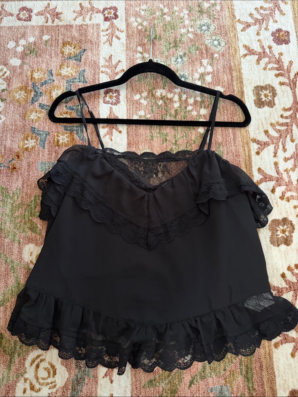 Abercrombie & Fitch Black Lace Ruffle Camisole